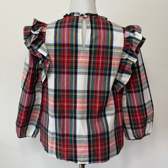 Girls' top in snowy Stewart tartan Sleeve Top Size 14 - Picture 4 of 7